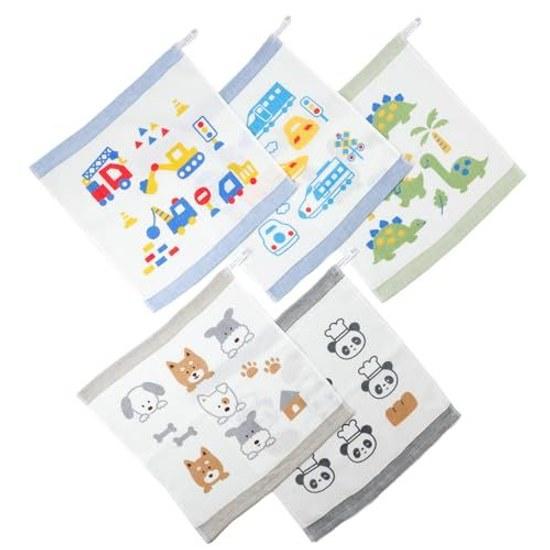 Mukota Towel Pela Loop Hand Made Japan Senshu Thin Nursery 5-Piece Set (Boys Design)
