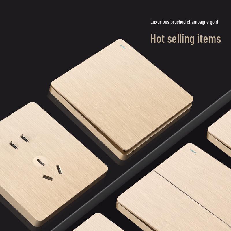 GJIROL 86-Type Champagne Gold Switch Panel Socket