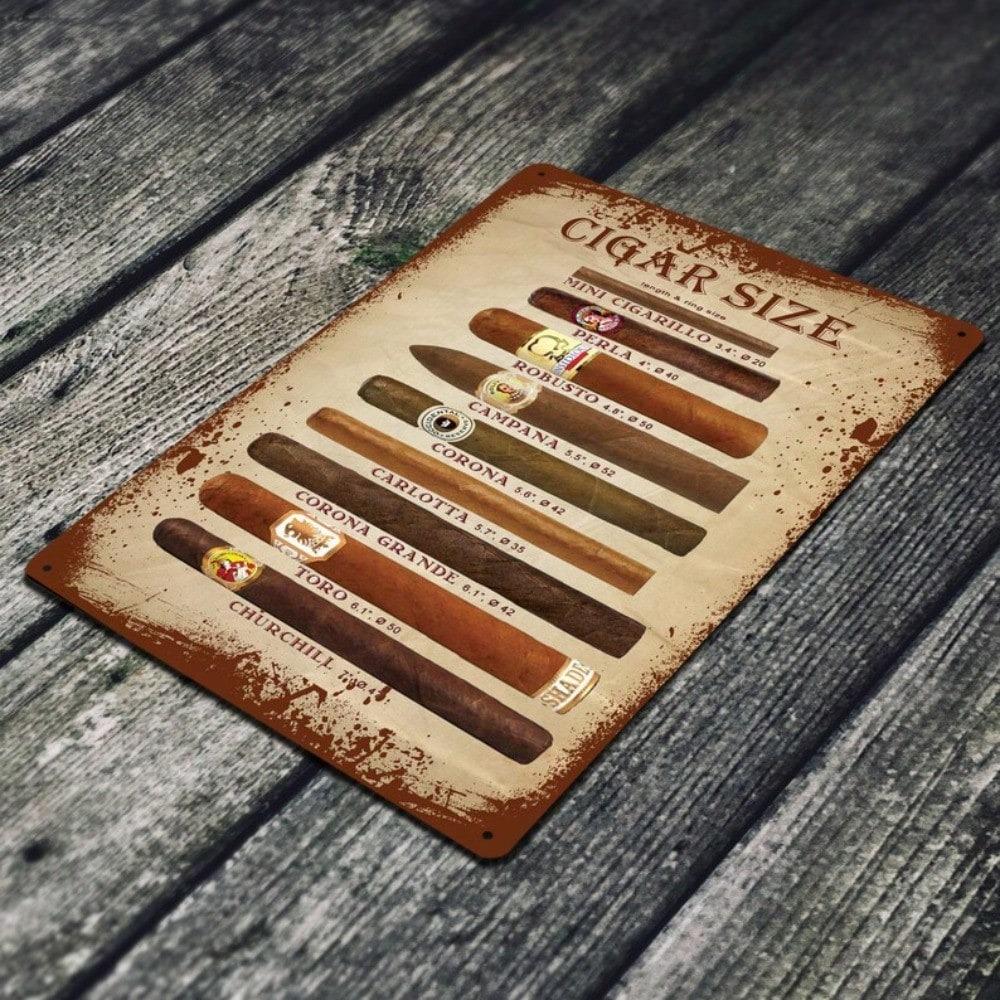 Металлическая жестяная табличка CIGARILLO Винтажная Декор Мужской комнаты 12x8 дюймов Ретро Постер с картой сигар Деревенская отделка