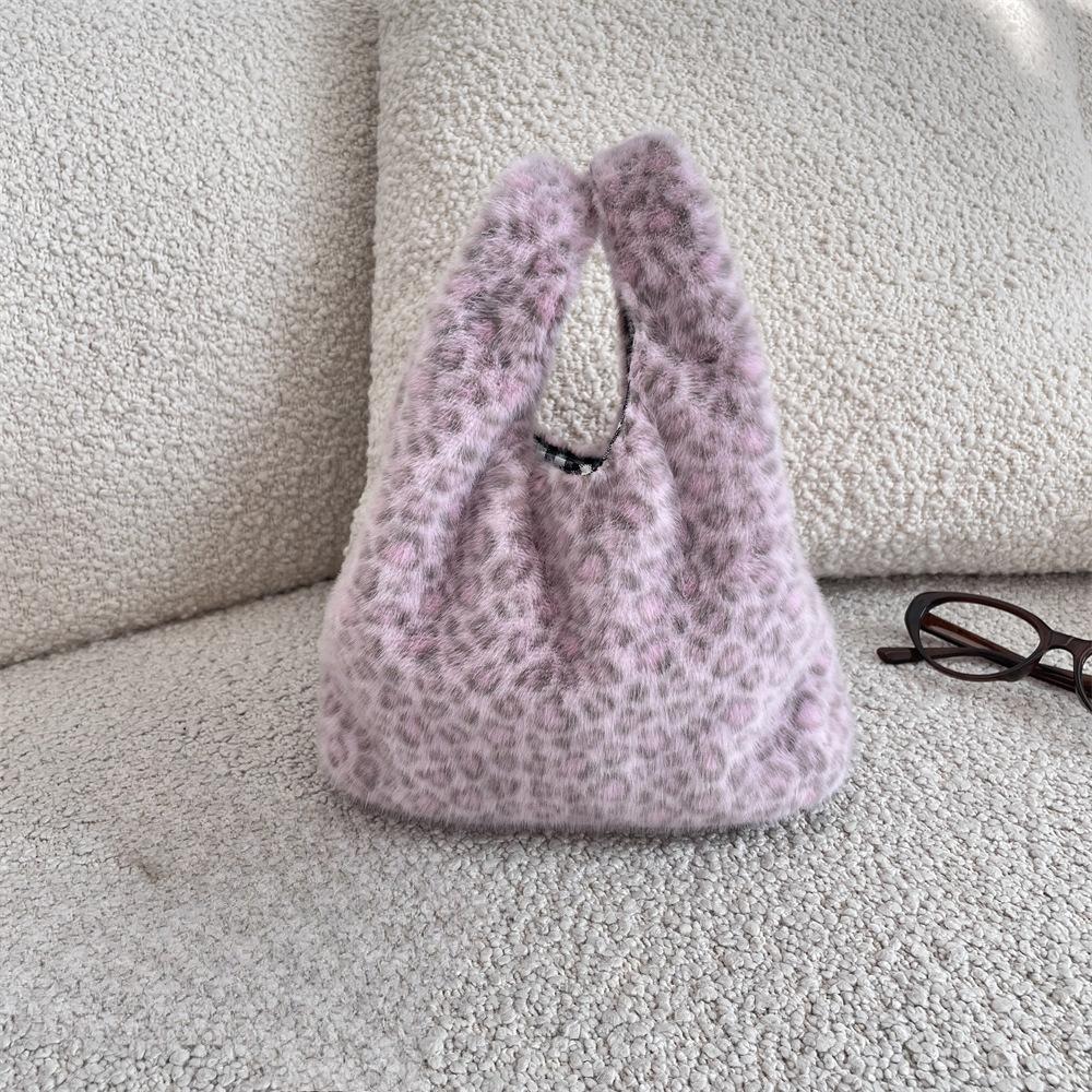 Женский клатч с леопардовым принтом, мягкий плюшевый, осенне-зимний, модная сумочка, тоут, для хранения