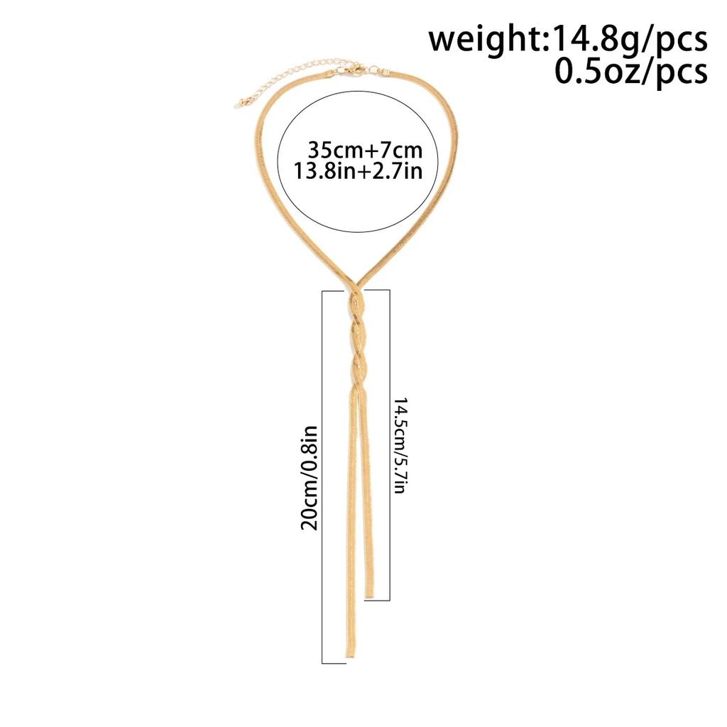 Ingemark Kpop Регулируемая плоская длинная цепочка в виде змеи для женщин, колье с плетением звеньев темперамента для женщин, украшение на грудь и шею, подарок, новинка