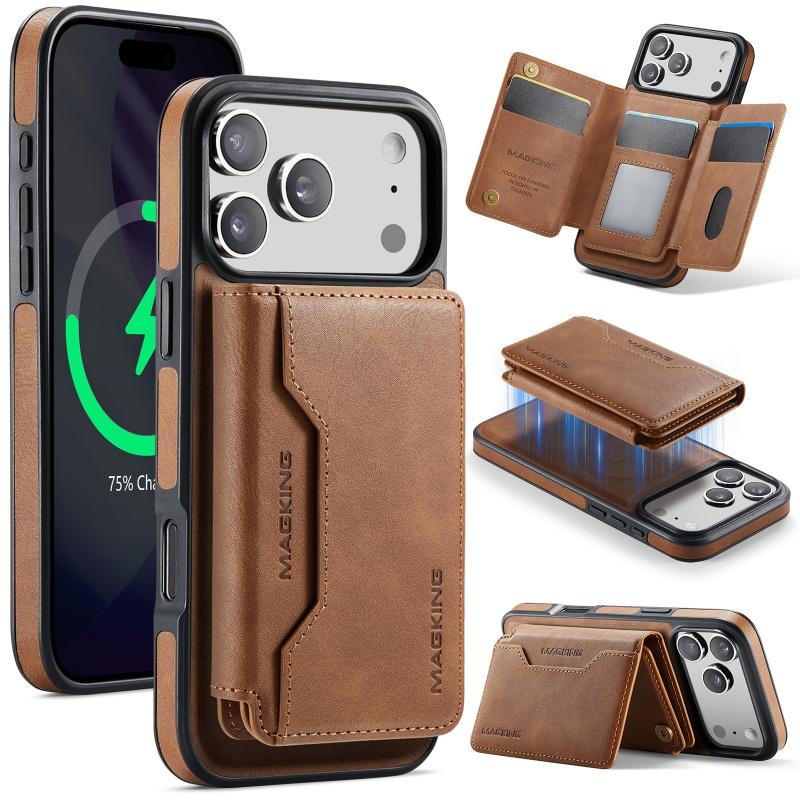 Кожаный кошелек-книжка Magsafe Чехол для телефона Для iPhone 17 Air 17 Pro Max 2-в-1 Съемные слоты для карт Чехол Сумка