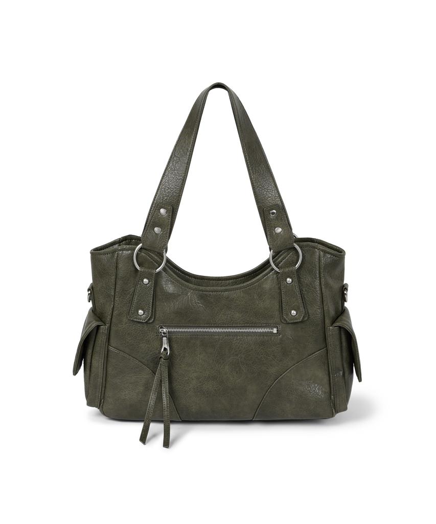 Iugamakaras Studded Leather Shoulder Bag (Khaki)