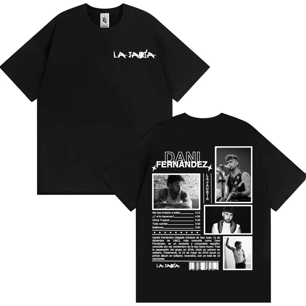 Singer Dani Fernandez La Jauria Album Tour T Shirt Men Women Casual Cotton Short Sleeve T-shirt Fashion Retro Oversized T Shirts