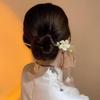 Ancient Style High-End Chinese Sandalwood Tassel Hairpin for Hanfu Costume Updo