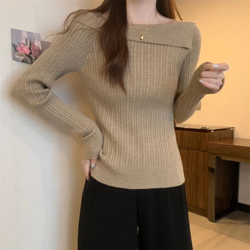 Women's French Style Irregular Knitted Long-Sleeve Top