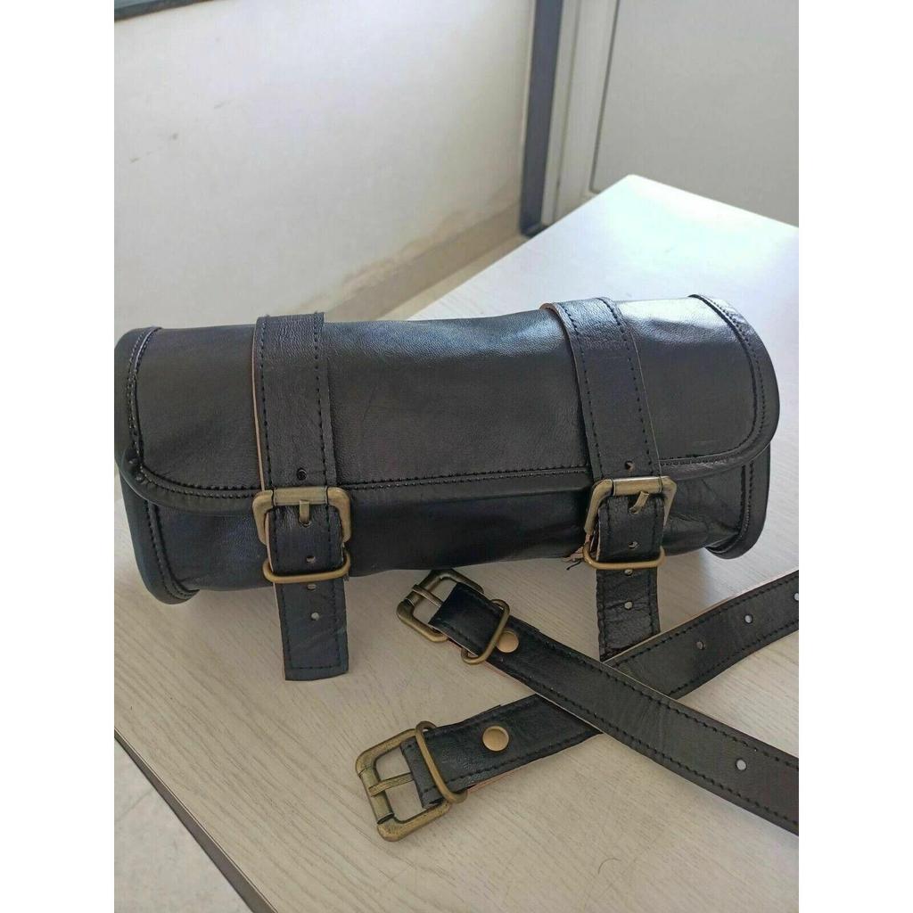 Сумка Инструмент Мотоцикл Кожа Скрутка Козья Кожа Ремешок Пряжка Застежка Седельная Сумка Натуральная