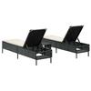 3 Piece Sun Lounger Set with Cushions Black Poly Rattan
