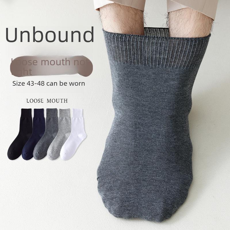 Men's Loose-Fit Lightweight Cotton Long Socks for Seniors, Plus-Size, Thin, Mid-Calf, Spring/Summer