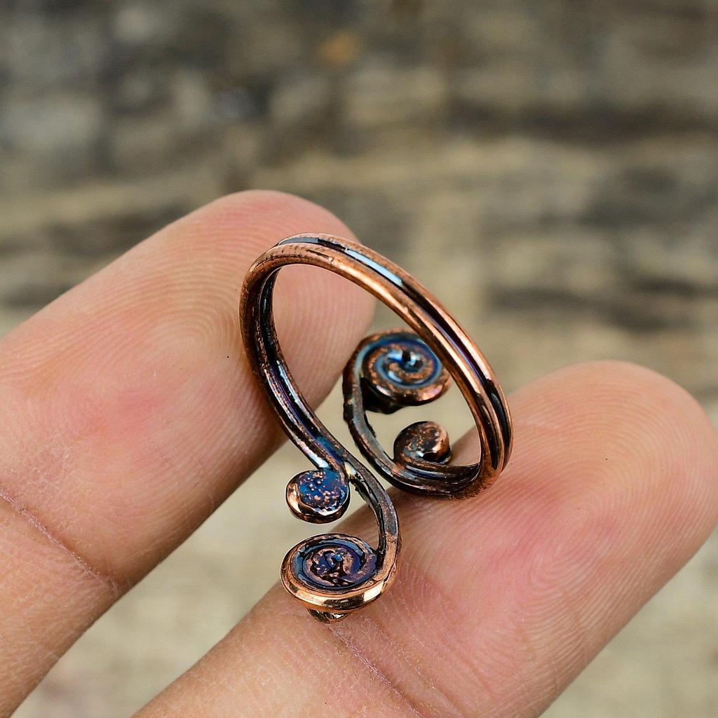 Грубое кольцо с мультитурмалином, гальваническое медное кольцо, регулируемое кольцо ручной работы, медное ювелирное кольцо для женщин, ювелирные изделия из гальванического драгоценного камня