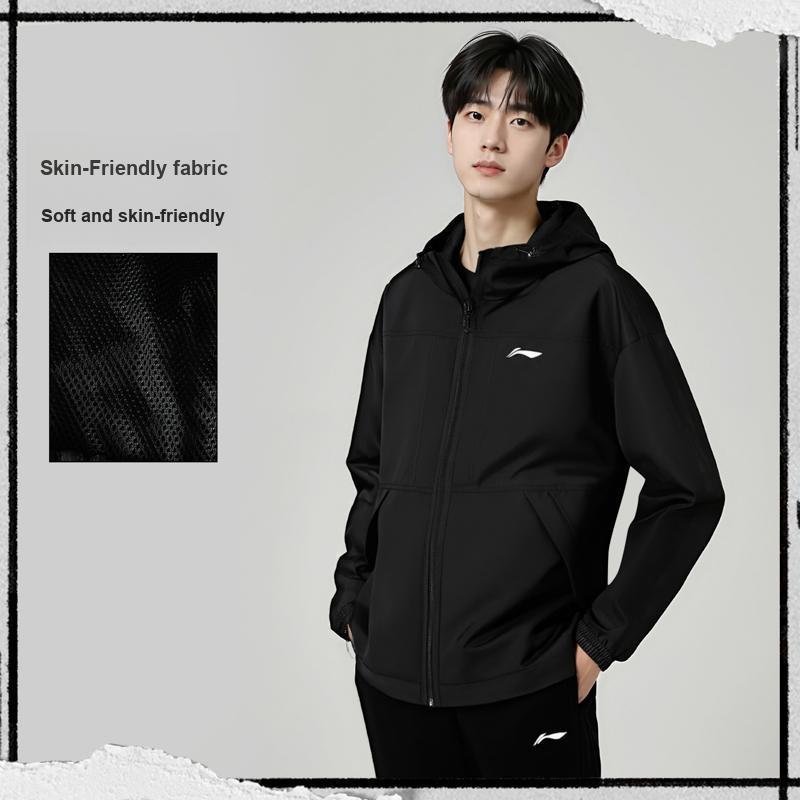 Li-Ning Однотонная толстовка-ветровка свободного кроя с логотипом для мужчин AFDVH99-1