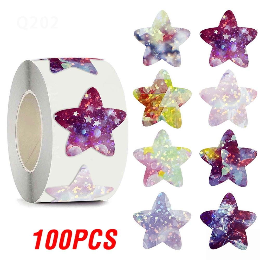 100-500pcs Glitter Star Stickers for Kids School Teacher Reward Sticker Party Decor Small Business Label Scrapbooking Stickers