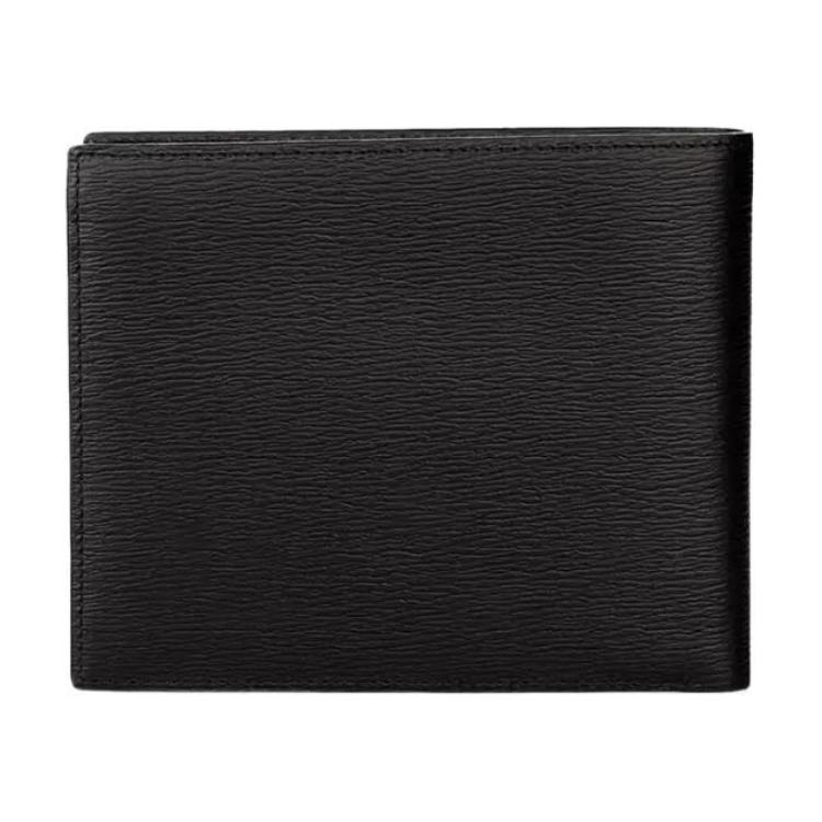 Montblanc Логотип Короткий Сложенный Кожаный Кошелек Мужской кошелек Черный 8372