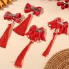 1 Pair Red Children'S Hair Clip Chinese Style Hanfu Headwear Women'S Wig Tassel Hair Card Baby Hair Accessories