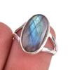 Natural Labradorite Gemstone 925 Solid Sterling Silver Jewelry Ring Size 6 H3L64