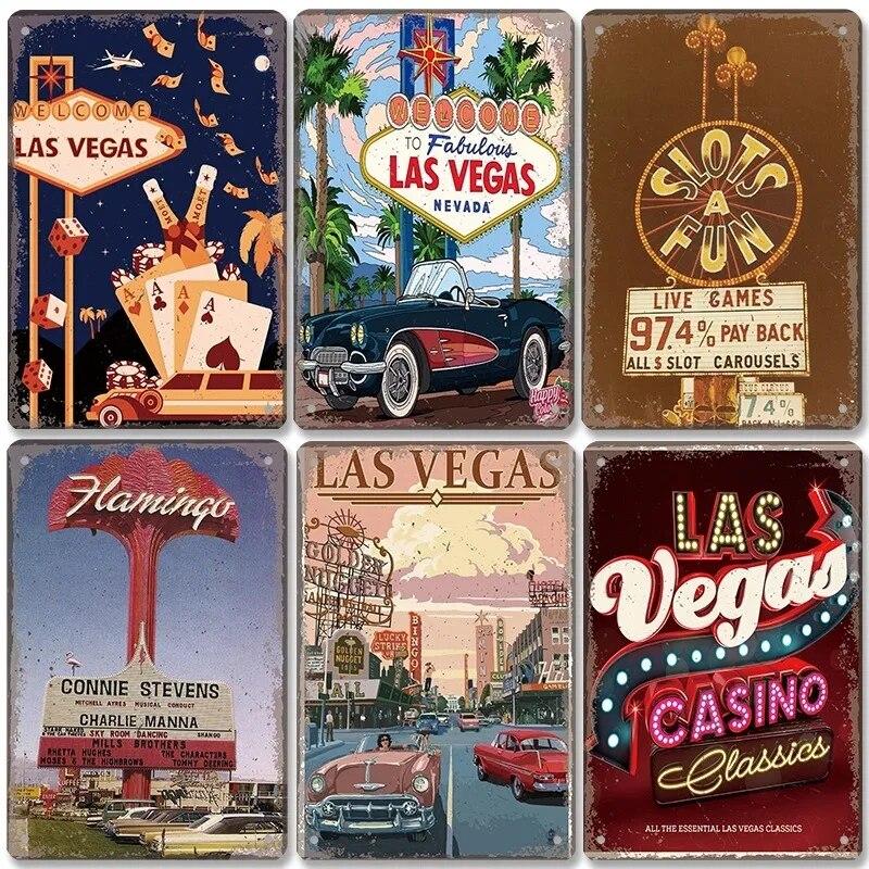Welcome To Las Vegas Plaque Metal Tin Signs Vintage Decor Nevada Casino Metal Posters Wall Art Decor