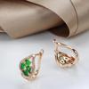 Женские серьги-гвоздики Kinel Lucky Clover с зеленым цирконом, розовое золото