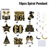 Happy Birthday Foil Swirls 30 40 50th Birthday Party Supplies Black Gold Men Women Hanging Ornaments Ceiling Decor Party Favors