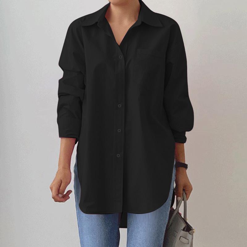 ZANZEA Женская блузка с отложным воротником, свободного кроя, повседневная, с длинным рукавом на пуговицах