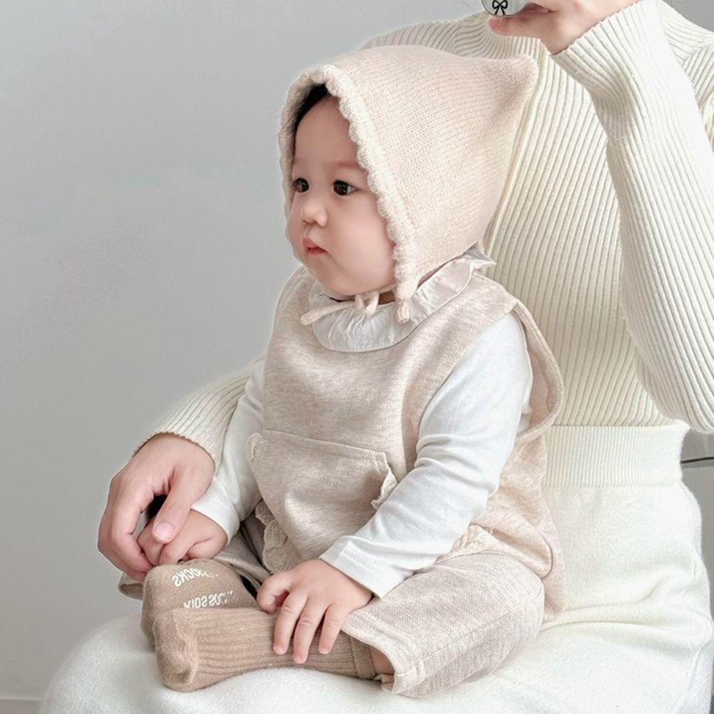 Winter Baby Knitting Hat Solid Color Ear Protection Cap Cute Cat Ear Knit Hat Boys Girls