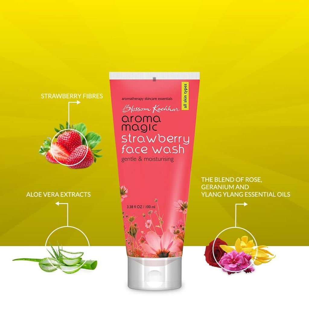 Aroma Magic Очищающее средство для лица «Клубника» с экстрактом алоэ вера и эфирным маслом иланг-иланга - 100 мл