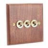 Wall Light Toggle Switch Retro 16A 3 Gang Type 86 Walnut Panel Brass Bar Home Decoration