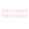Box of 24 Long Pink Ballet Press-On Nails with Shiny Crushed Diamond Texture
