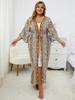 EDOLYNSA Коричневый женский кардиган больших размеров, кимоно, туника, купальный костюм, накидка со змеиным принтом, легкий отпуск, домашняя одежда в стиле бохо, пляжная одежда Q1414