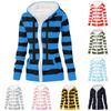 Женская куртка-свитер в полоску с длинным рукавом, свободная спортивная куртка с капюшоном