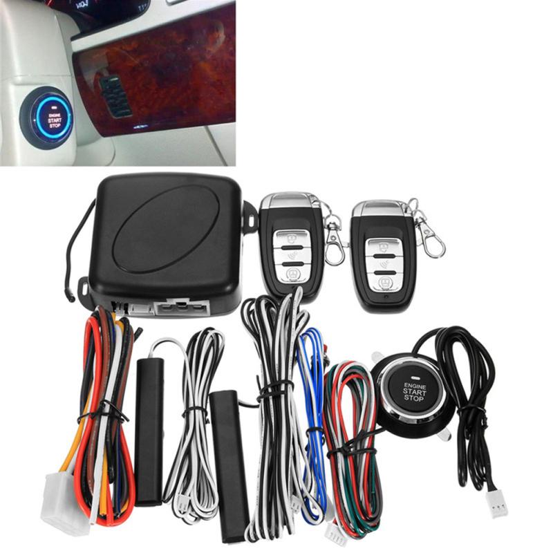 9Pcs/Set Car SUV Keyless Entry Engine Start Alarm System Push Button Remote Starter Stop Auto