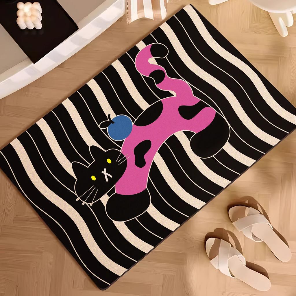 Cartoon bathroom non-slip foot mat, toilet diatom mud quick-drying absorbent floor mat, entrance bathroom toilet mat