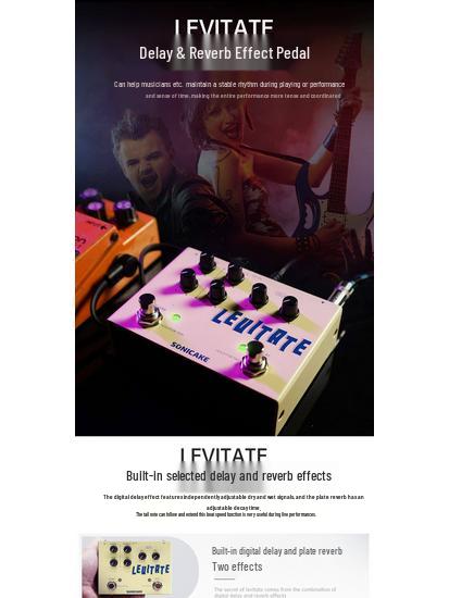 Педаль эффектов для электрогитары Sonicake QDS: Акустический предусилитель, Басовый дилей, Реверберация, Десятиполосный эквалайзер