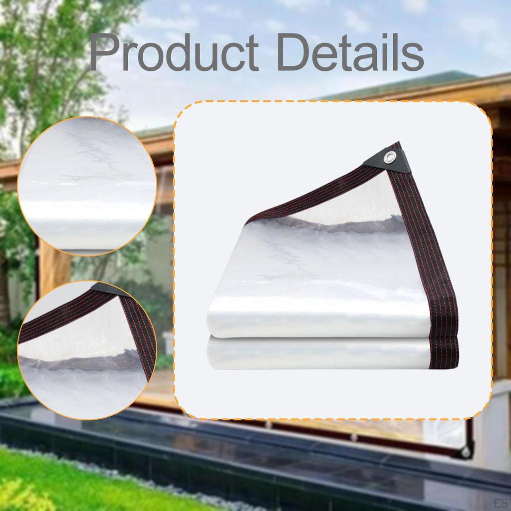Transparent Tarpaulin Clear Tarp Anti Tear Easy Installation Convenient with Eyelets Waterproof