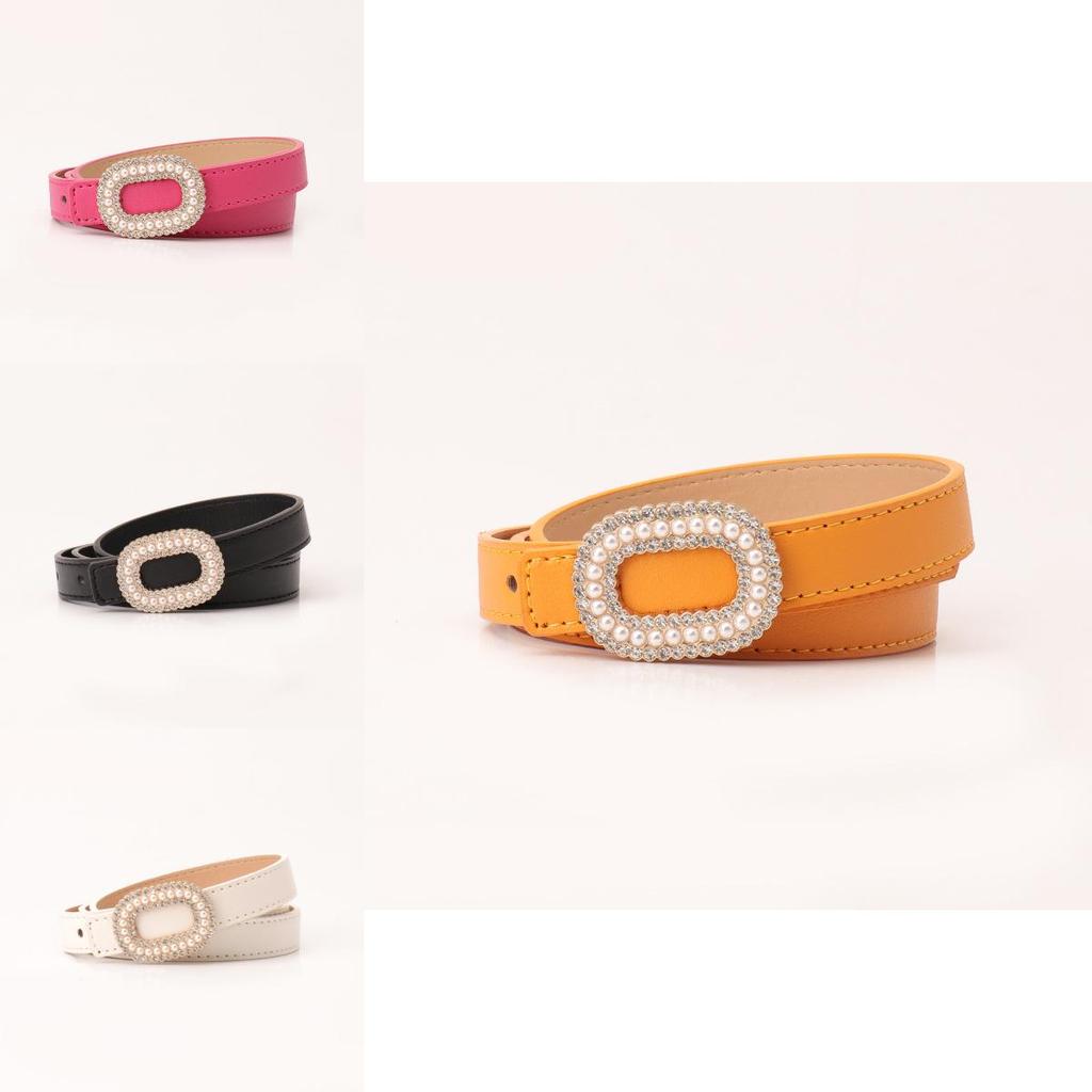 Женский модный пояс из ПУ с жемчугом, стразами и застежкой-кнопкой для платьев и денима