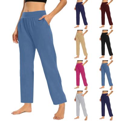 Женские модные однотонные повседневные брюки с высокой талией и карманами, укороченные спортивные брюки