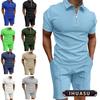 Men's Fashion Casual Summer Spring Short Sleeve POLO Neck Shorts Set Elegant