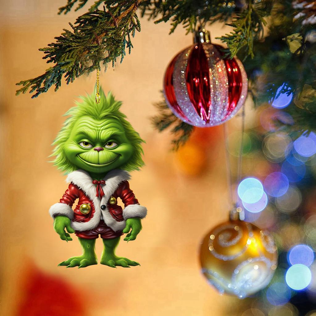 Creative Acrylic Grinch Christmas Tree Decoration Cartoon Ornament For Home And Car