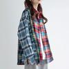 Свободные клетчатые рубашки, женский топ контрастного цвета, мешковатая рубашка в американском стиле ретро, ​​уличная одежда с длинными рукавами, универсальная женская одежда