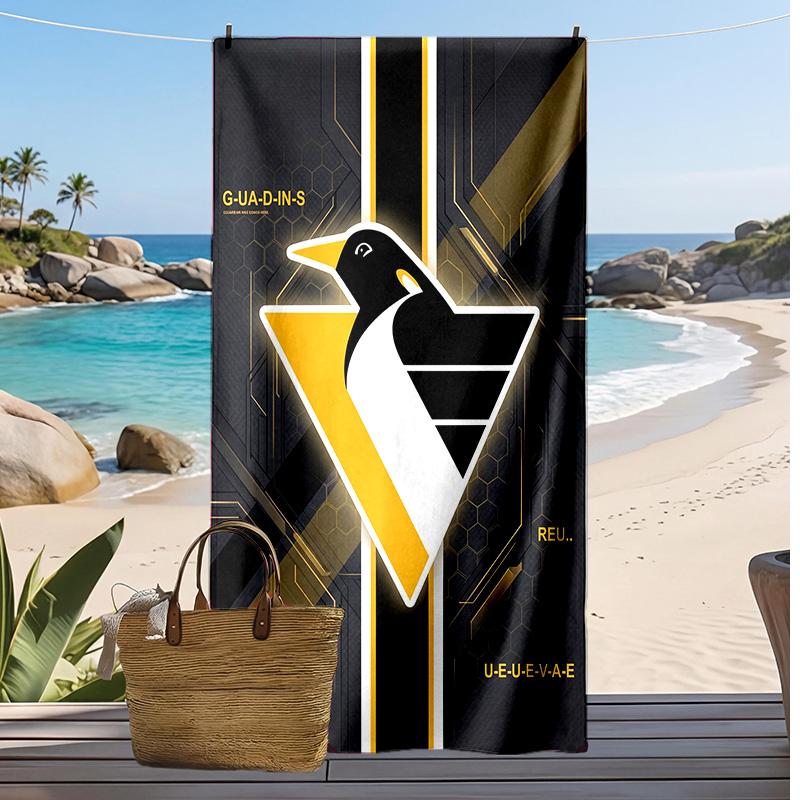 Pittsburgh Penguins Print Beach Towel Soft Portable Quick?dry Towel For Pool Summer Vacation Outdoor Sport