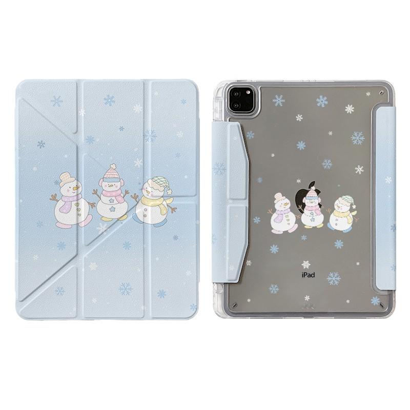 Y-Shape Tri-Fold IPad Case With Pen Slot Blue Star Polka Dot 11 Air 8 7 6 10 Sleep Wake Function