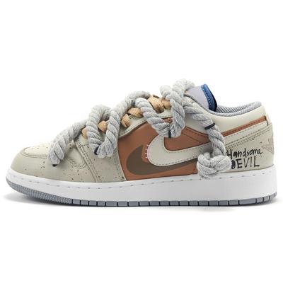 Air Jordan 1 Mocha Demon Низкие Винтажные Баскетбольные Кроссовки Мужские Серый Коричневый 553558-412(Team98-)