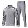 Men's Spring/Autumn Casual Sports Suit - Imitation Cotton Sweatshirt with Two Stripes & Pants with Three Stripes.