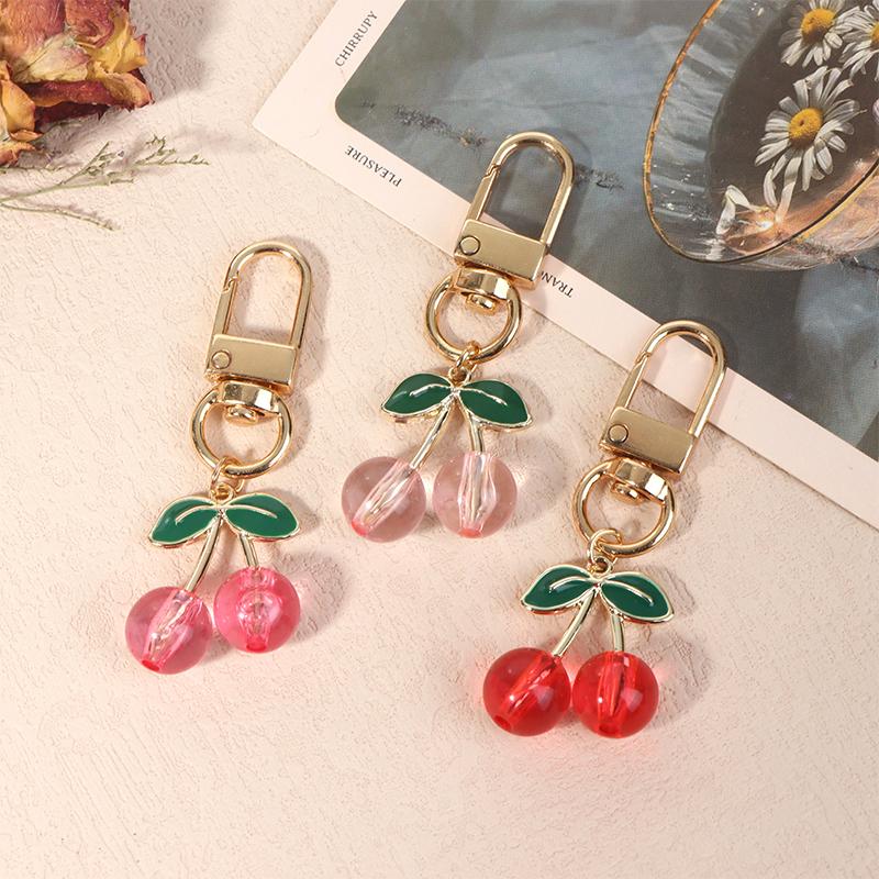 Charm Diy Jewelry Gifts Lovely Cherry Keychain Simulated Fruit Keyring Pendants For Women Girls Handbag Decoration