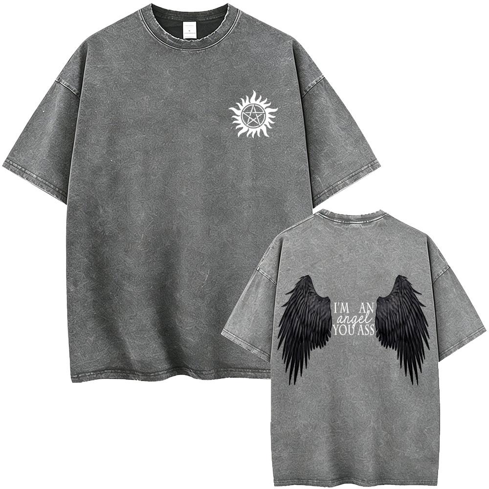Washed Vintage TV Play Supernatural Saving People Hunting Things The Family Business Tshirt Men Women Casual Oversized T Shirt