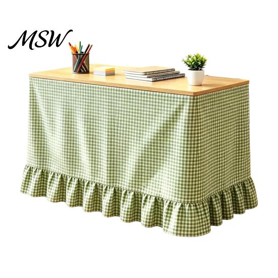 Full Enclosed Desk Wrap Gingham Ruffled Table Skirt, Cottagecore Teacher Skirt for Classroom, Classroom Decor Accessories Plaid Tablecloth Birthday