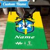 Custom Name Brasilian Pride Emblem Rug Game Carpet, Floor Mat for Bedroom Living Room Entryway Rug, Home Decor Idea Gift for Christmas birthday