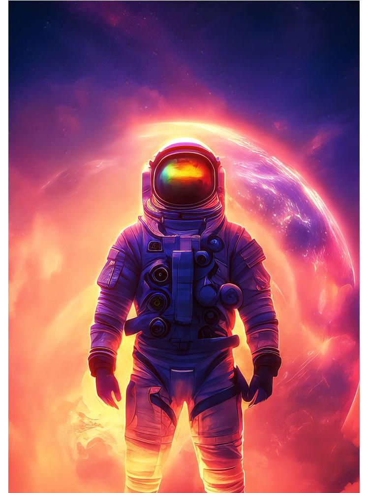 Colorful Space Astronaut Skating Play Guitar Canvas Painting Poster Print Abstract Wall Art For Living Room Home Decor Cuadros