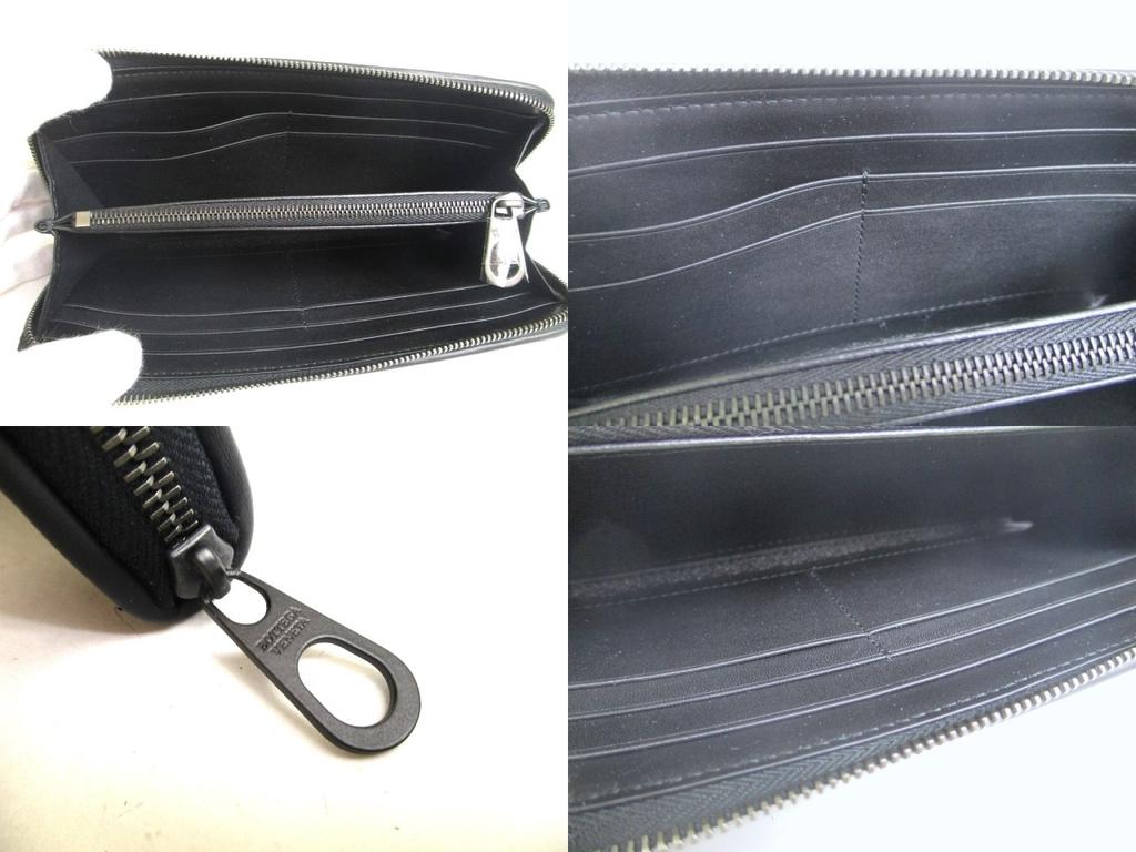 Подлинный кошелек BOTTEGA VENETA Intrecciato из черной кожи с круглой молнией #a369, восстановленный