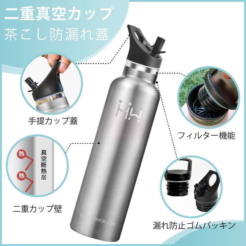 CHENGWEI 1 Liter Vacuum Insulated Water Bottle, Keeps Hot or Cold, Carbonated, and Sports Drinks Compatible, Direct Drinking, Leak-Proof, Wide Mouth,