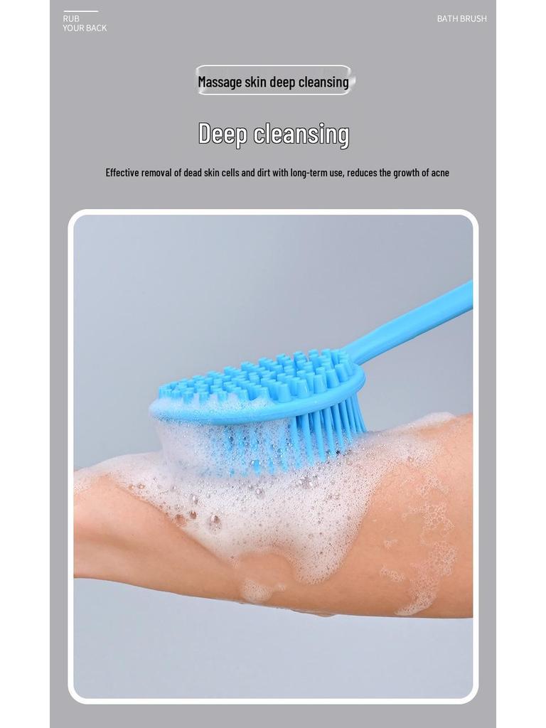 Silicone Long Handle Bath Brush & Double-Sided Back Scrubber